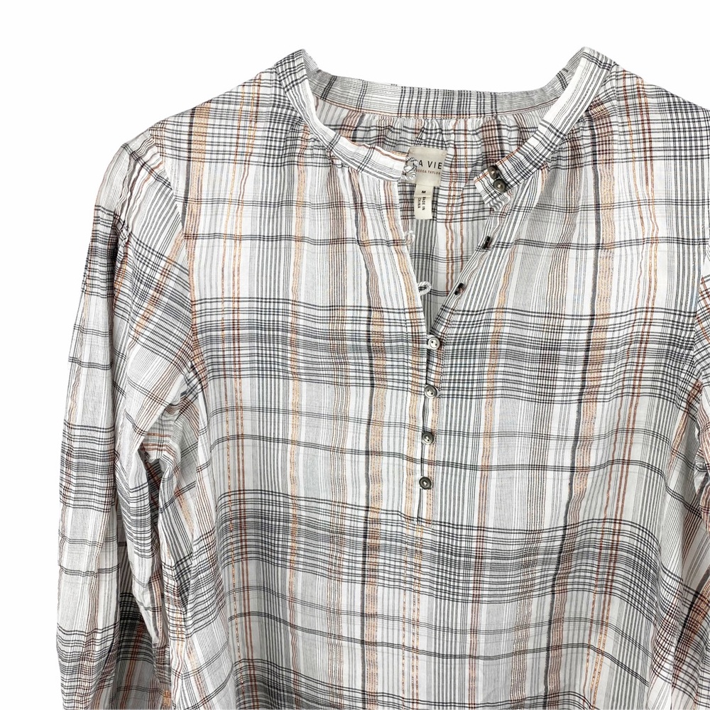 Rebecca Taylor La Vie Lurex Metallic Gauze Peasant Puffy Sleeve Blouse Top M - Picture 12 of 12